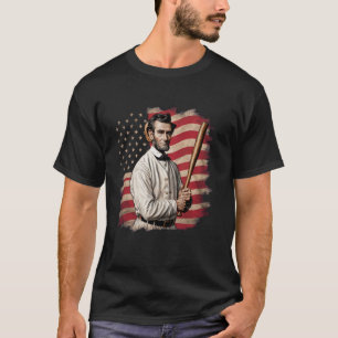 US-Flagge Baseballspieler Schläger Fan Fänger Werf T-Shirt