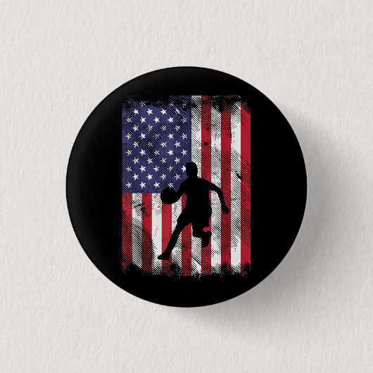 US-Flagge Basketball Vintag Patriotic Baller Button (Vorderseite)