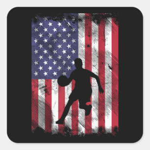 US-Flagge Basketball Vintag Patriotic Baller Quadratischer Aufkleber