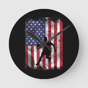 US-Flagge Basketball Vintag Patriotic Baller Runde Wanduhr