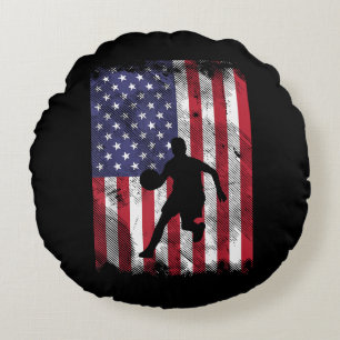 US-Flagge Basketball Vintag Patriotic Baller Rundes Kissen