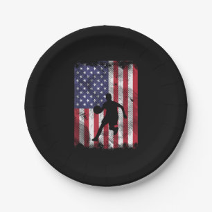 US-Flagge Basketball Vintage Patriotischer Ballspi Pappteller