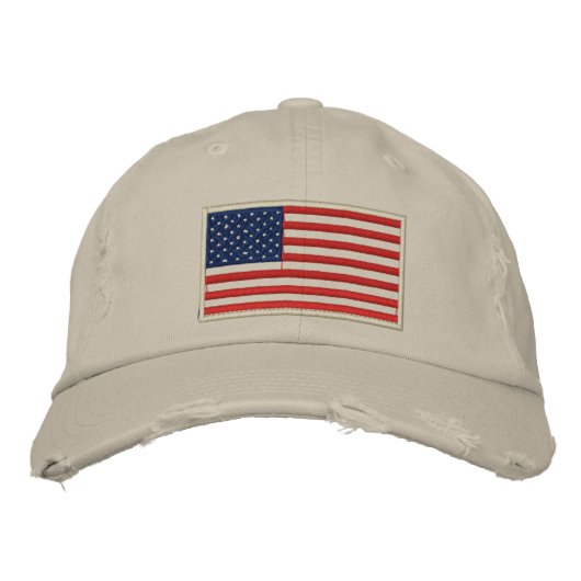 US-Flagge bestickt mit zerrüttetem Hut (Vorderseite)