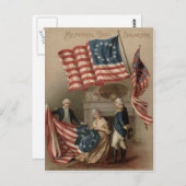 US-Flagge Betsy Ross George Washington Postkarte (Vorne/Hinten)