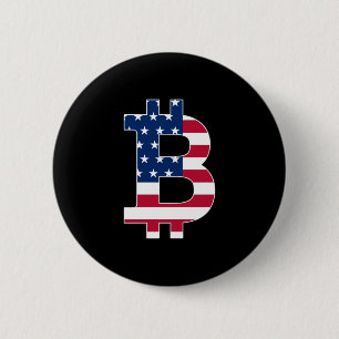 US-Flagge Bitcoin-Bitcoin-Cryptowährung-Blockchain Button