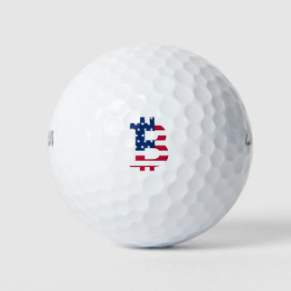 US-Flagge Bitcoin-Bitcoin-Cryptowährung-Blockchain Golfball