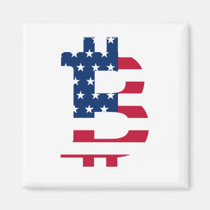 US-Flagge Bitcoin-Bitcoin-Cryptowährung-Blockchain Magnet