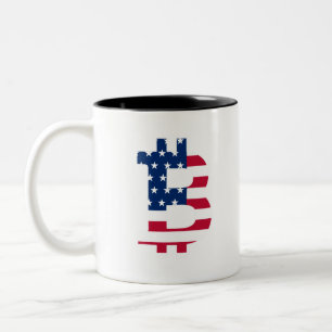US-Flagge Bitcoin-Bitcoin-Cryptowährung-Blockchain Zweifarbige Tasse