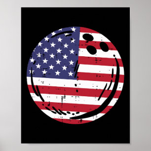 US-Flagge Bowling Ll Patriotic Bowler Men Women Ki Poster