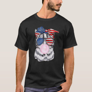US-Flagge Brille Katze Bubble Gum 4. Juli Patriot  T-Shirt