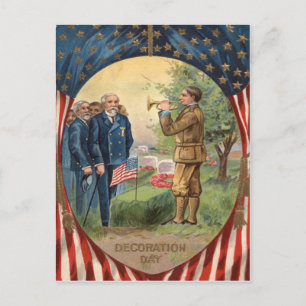 US-Flagge Bugle Taps Friedhofs-Kranz Postkarte