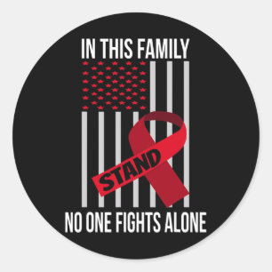 US-Flagge Burgundy Ribbon Produkte Brain Aneurysm  Runder Aufkleber