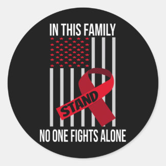 US-Flagge Burgundy Ribbon Produkte Brain Aneurysm  Runder Aufkleber