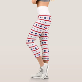 US Flagge Capri Leggin, rot, weiß und blau