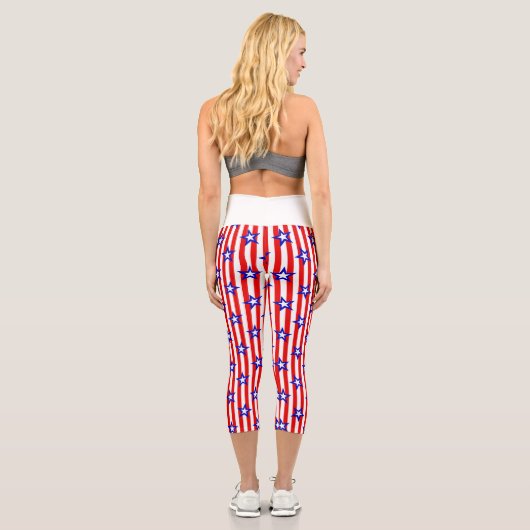 US Flagge Capri Leggin, rot, weiß und blau (Rückseite)
