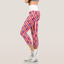 US Flagge Capri Leggin, rot, weiß und blau