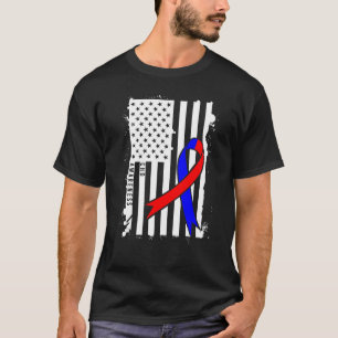 US-Flagge Chd angeborene Herzfehler Bewusstsein Mo T-Shirt
