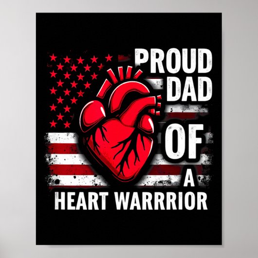 Us-Flagge CHD-Bewusstsein Stolzer Vater eines Herz Poster (Vorne)