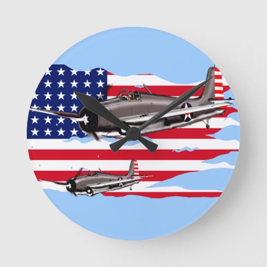 US Flagge der Wildcat-Attacken Runde Wanduhr (Vorderseite)