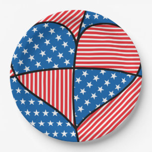 US FLAGGE des Unabhängigkeitstages der USA Pappteller