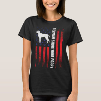 US-Flagge Deutscher Kurzhaar Pointer Poppy Pointer T-Shirt