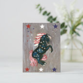 US Flagge, die Stallion-Postkarte halten Postkarte (Stehend Vorderseite)