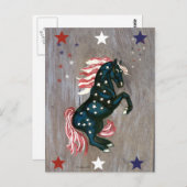 US Flagge, die Stallion-Postkarte halten Postkarte (Vorne/Hinten)