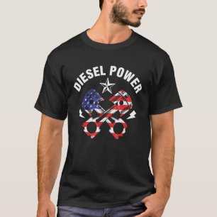US-Flagge Diesel Kraftstoff LKW Mechaniker T-Shirt