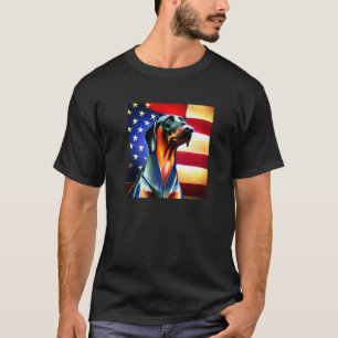 US-Flagge Dobermann-Hunderasse Patriotisches Haust T-Shirt