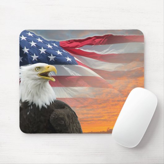 US-Flagge Eagle Fiery Sunrise Mousepad (Mit Mouse)