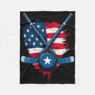 US-Flagge Eishockeyspieler (1)  Fleecedecke
