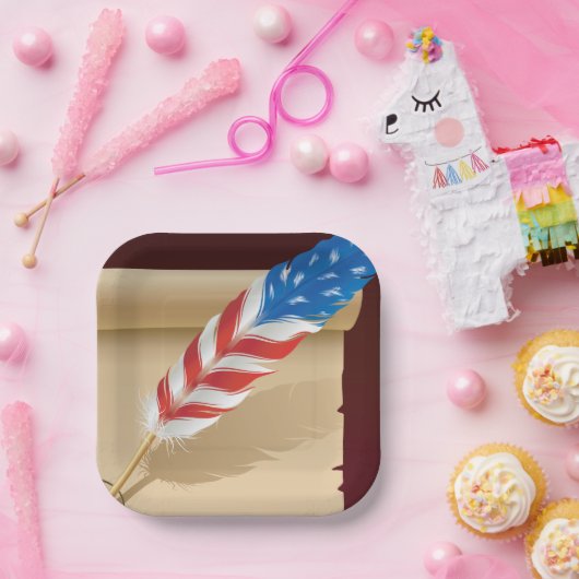 US Flagge Feather Pappteller (Party)