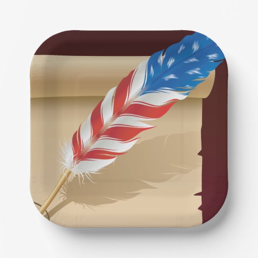 US Flagge Feather Pappteller (Vorderseite)