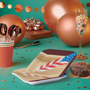 US Flagge Feather Pappteller