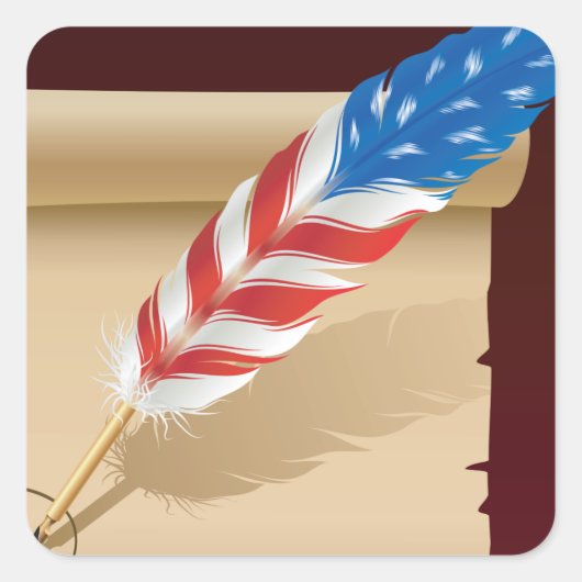 US Flagge Feather Quadratischer Aufkleber (Vorderseite)