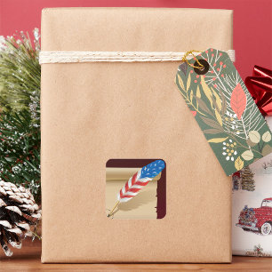 US Flagge Feather Quadratischer Aufkleber