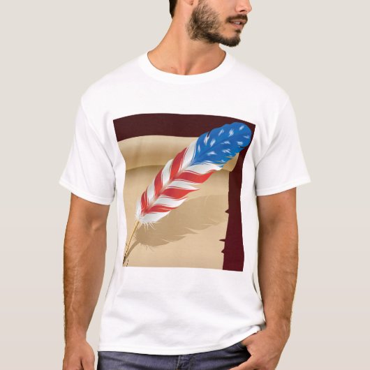 US Flagge Feather T-Shirt (Vorderseite)
