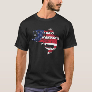 US-Flagge Fischartrout Wasserläuferteich Salzwasse T-Shirt