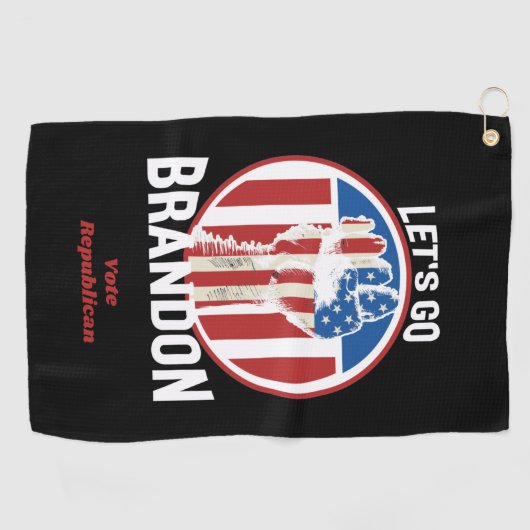 US Flagge Fist Let's Go Brandon Golfhandtuch (Horizontal)