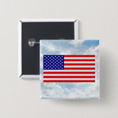 US-Flagge flach - quadratischer Knopf Button (Vorne & Hinten)