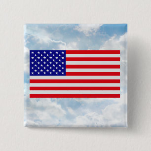 US-Flagge flach - quadratischer Knopf Button