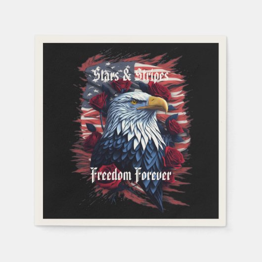 US Flagge Flag Freiheit für immer Adler Rose Serviette (Vorderseite)