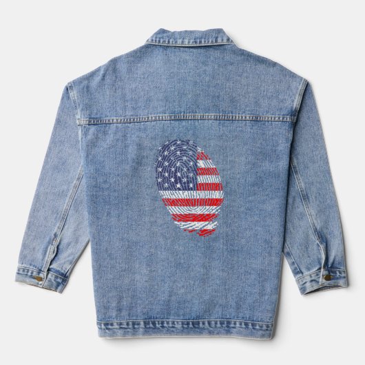 US-Flagge, Flagge der USA, amerikanischer Fingerab Jeansjacke (Rückseite)