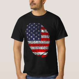 US-Flagge, Flagge der USA, Fingerabdruck unter ame T-Shirt
