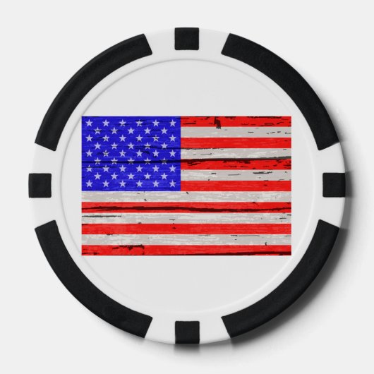 US Flagge-Flagge für Altholz Pokerchips (Vorderseite)