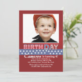 US Flagge Foto Einladung (Stehend Vorderseite)