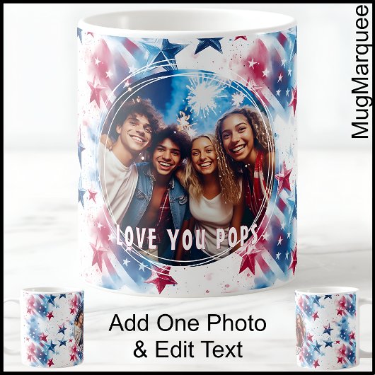 US Flagge Foto und Text C555 Pop Vater Kaffeetasse