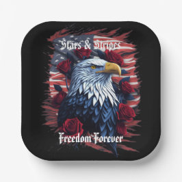 US Flagge Freedom Eagle American Flag Pappteller