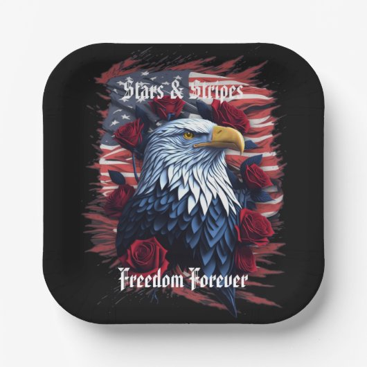 US Flagge Freedom Eagle American Flag Pappteller (Vorderseite)