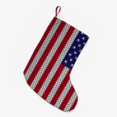 US-Flagge für Dekoration im Kohlenstofffaserstil Kleiner Weihnachtsstrumpf (Vorderansicht (hängend))